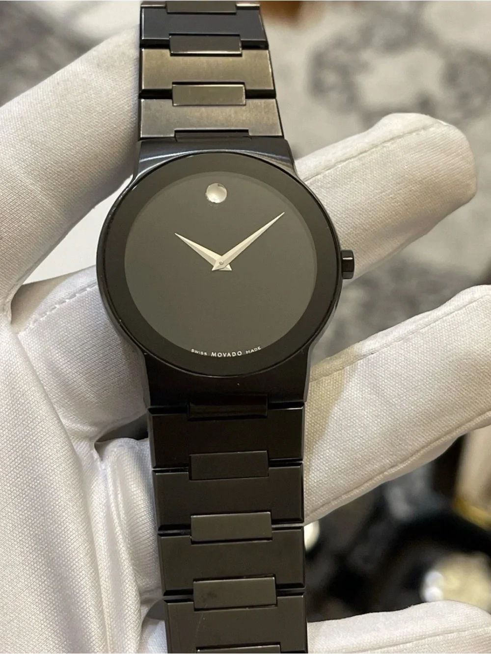 Movado Sapphire 0606307 Black PVD Stainless Steel 38mm Men’s Swiss Quartz Watch